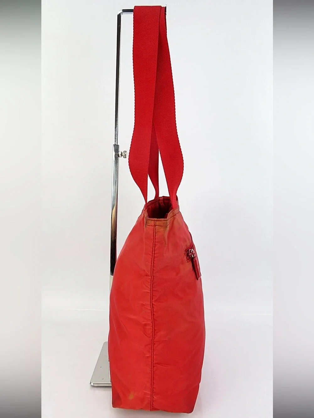 Prada Orange-Red Nylon Tote Bag